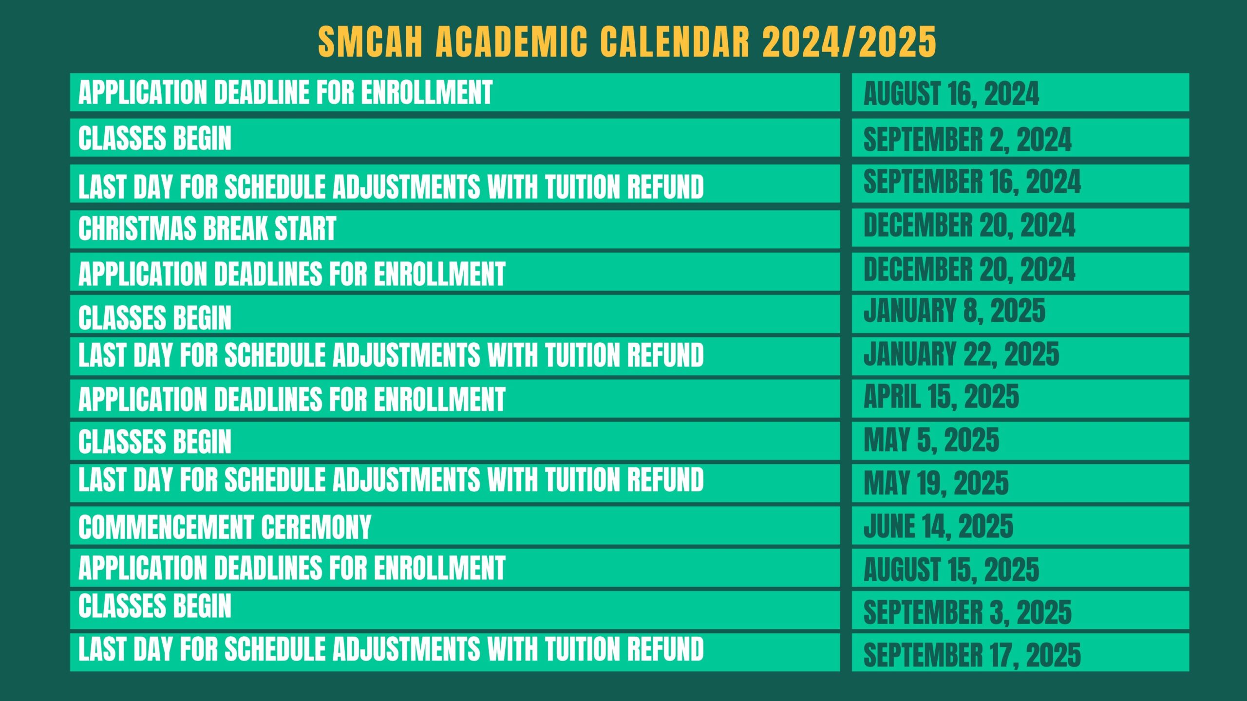 Smc Academic Calendar Spring 2025 - Darci Fionnula